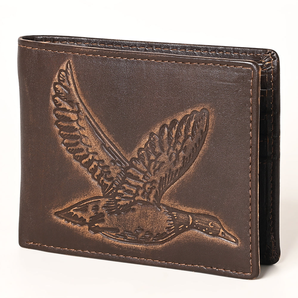 AMERICAN TANNER Genuine Leather Hand Burnished Bifold Wallet For Men Women H3.5 X W4.75 D0.5