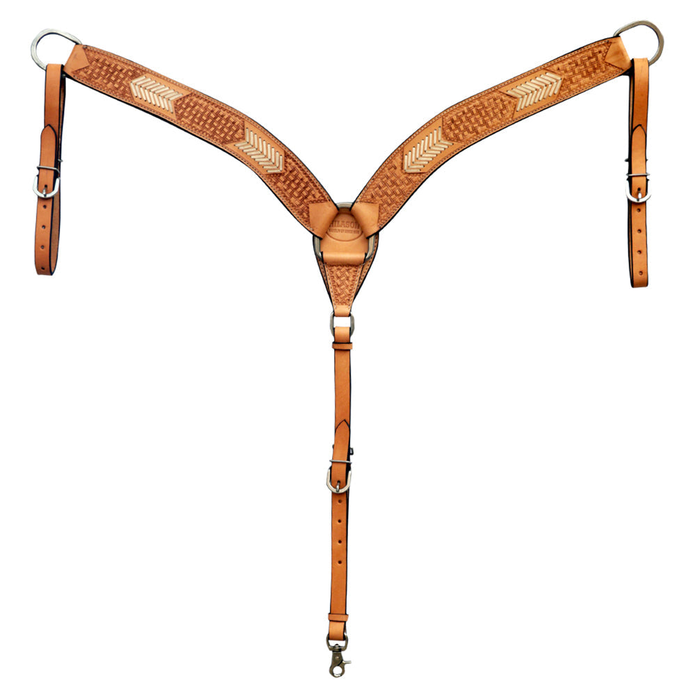 HILASON Western Genuine Leather Horse V Shaped Breast Collar Oiled Tan