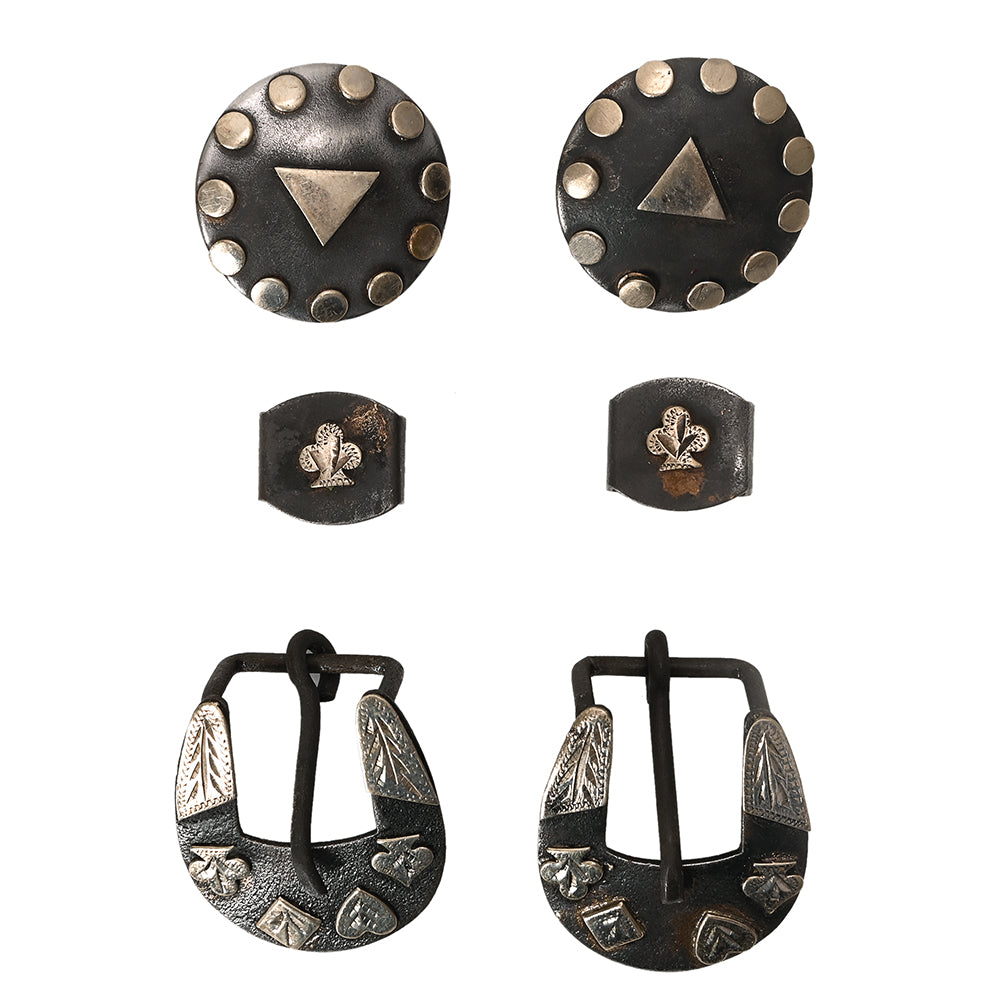Hilason Western German Silver Hand Engraved Horse Headstall & Breast Collar Buckle Concho Set