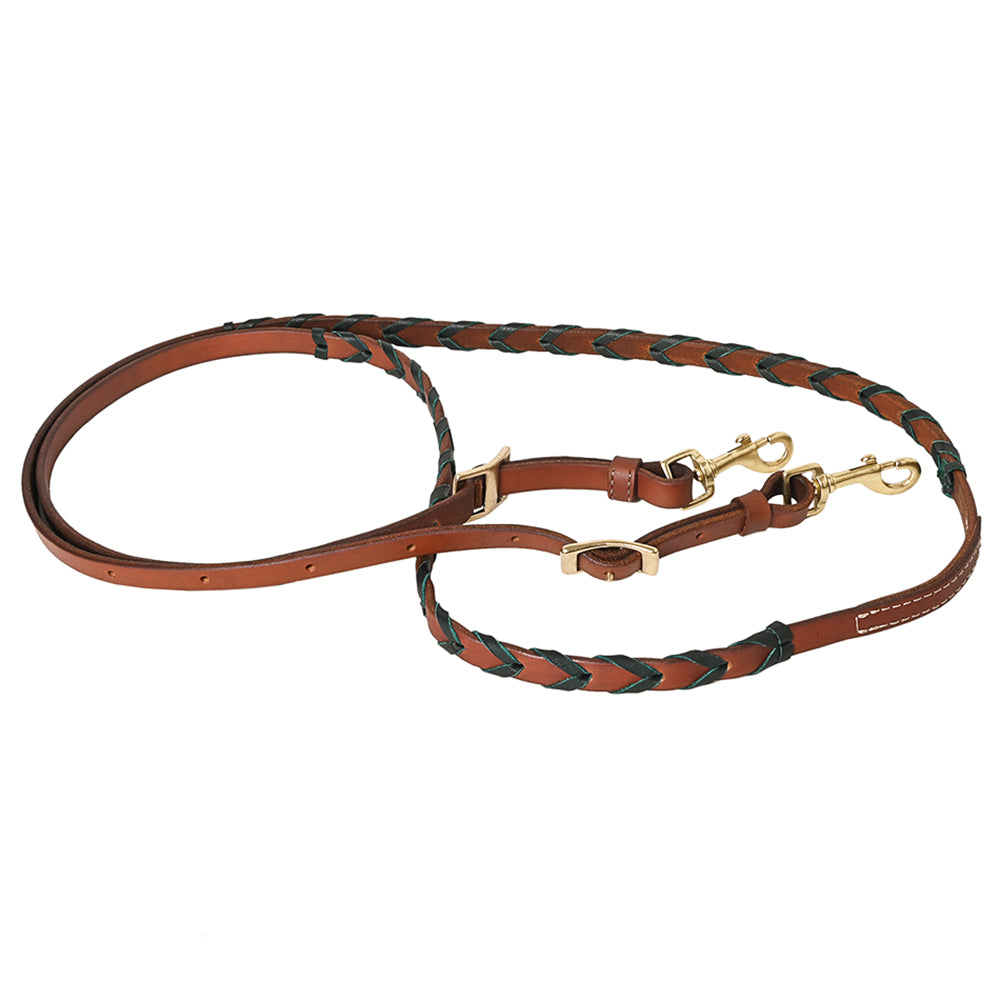 8 Feet Hilason Western Horse American Leather Laced Barrel Roper Reins Brown