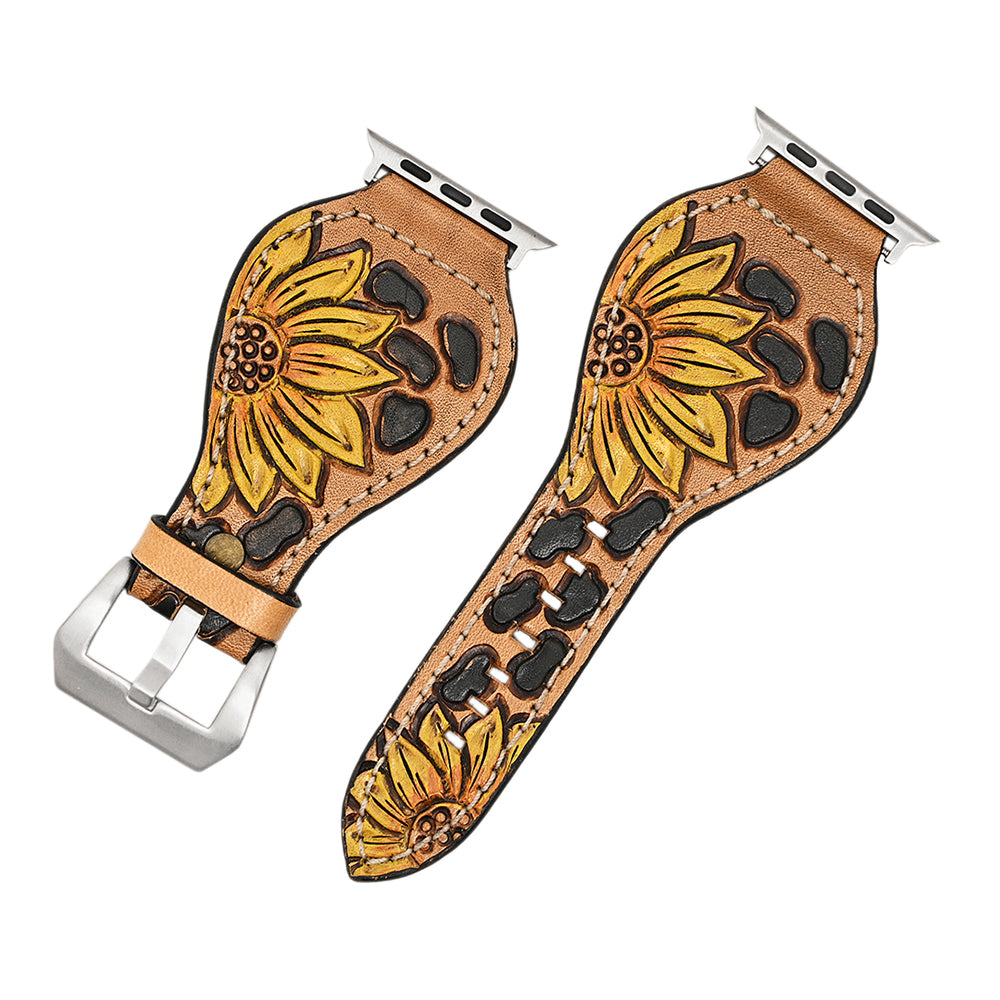 American Darling Beautifully Hand Tooled Genuine Leather I watch Strap Men and Women Unisex