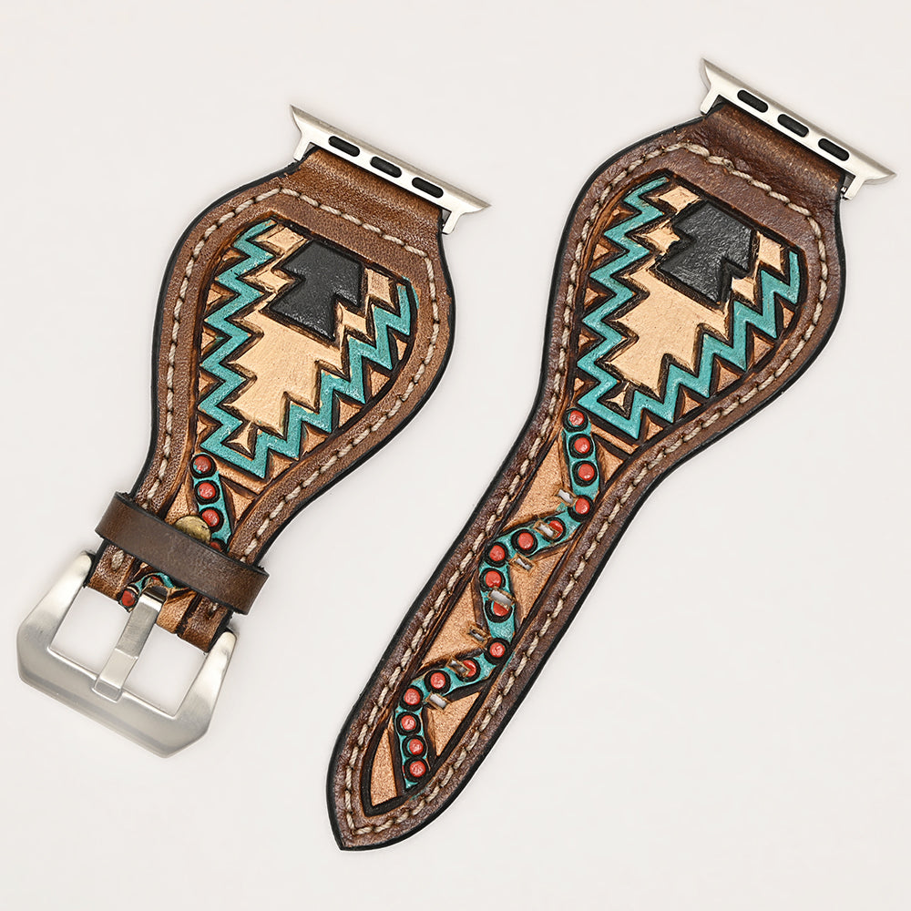 American Darling Beautifully Hand Tooled Genuine Leather I watch Strap Men and Women Unisex