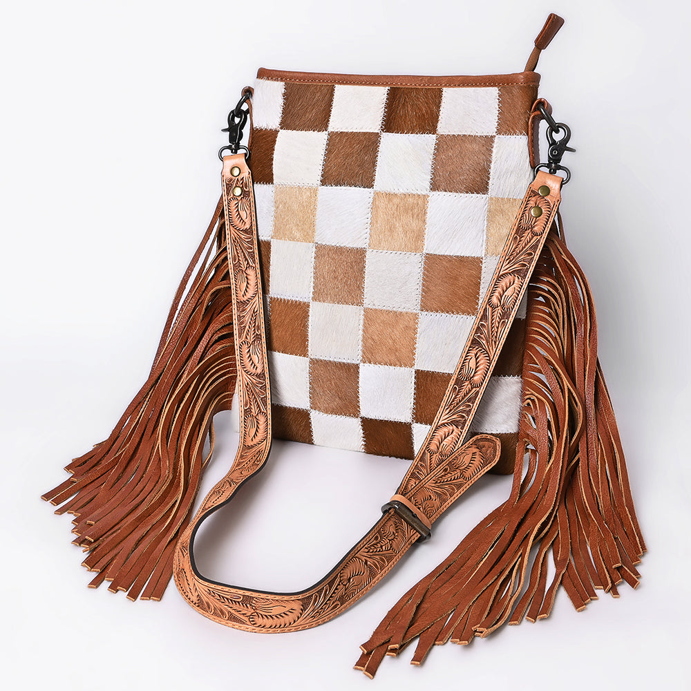 American Darling Large Crossbody Hand Tooled Hair On Genuine Leather Western Women Bag Handbag Purse | Cute