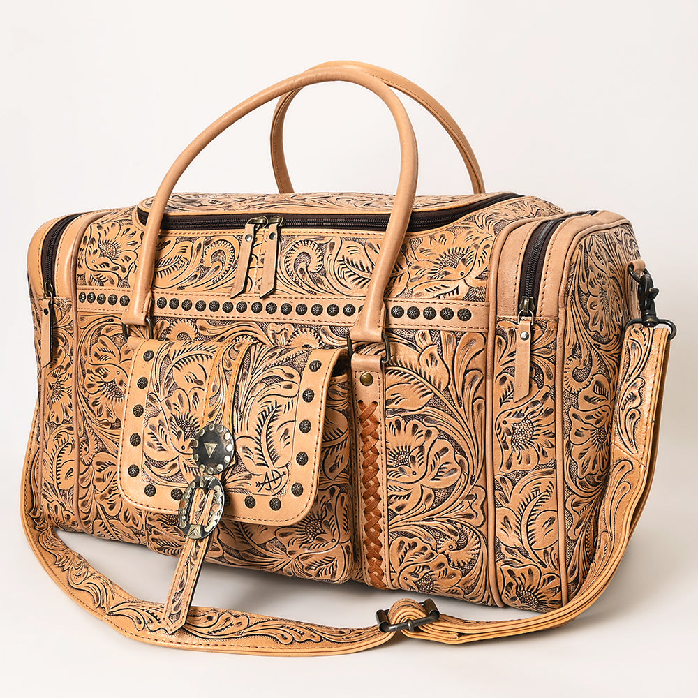 American Darling Duffel Hand Tooled Genuine Leather Western Women Bag | Handbag Duffel Weekend Travel Bags for