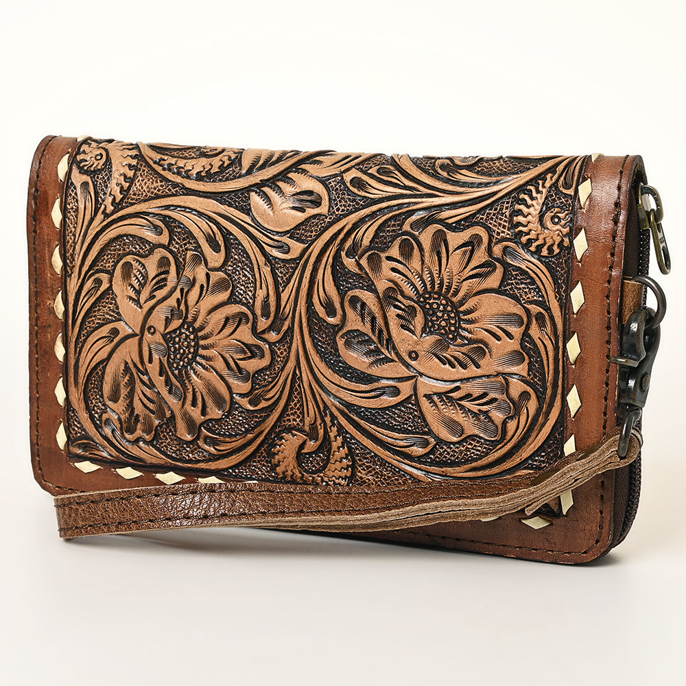 American Darling Women's Wallet Hand-Tooled Genuine Leather Handbag and Ladies Purse