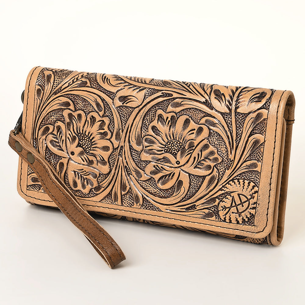 American Darling Women's Wallet Hand-Tooled Genuine Leather Handbag and Ladies Purse