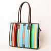 American Darling Hand Woven Saddle Blanket Tote Bag Vegetable-Tanned Genuine Leather Western Purse with YKK Zipper
