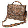 American Darling Hand-Tooled Genuine Leather Western Briefcase – Floral Carving, Durable Construction, Multi-Compartment Organizer for Work