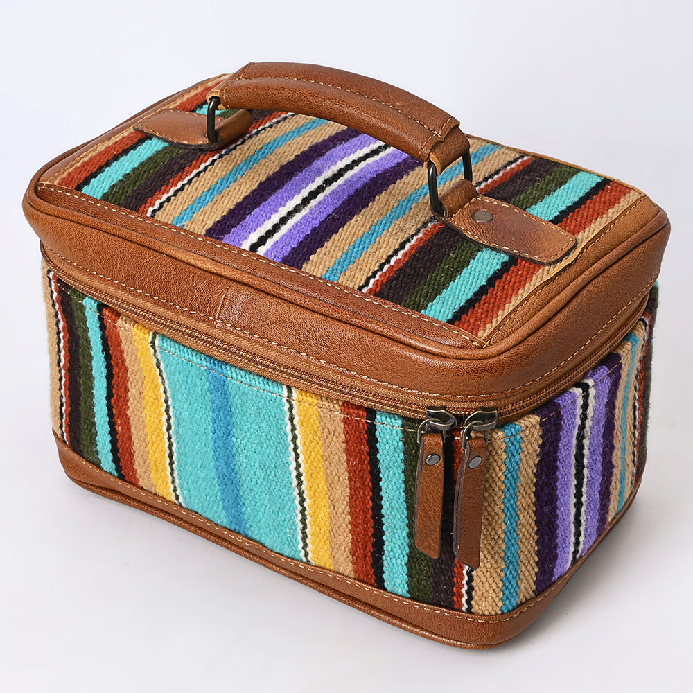 American Darling Jewelry Case Saddle Blanket Fabric Genuine Leather Western Women Bag | Organizer Box for Travel