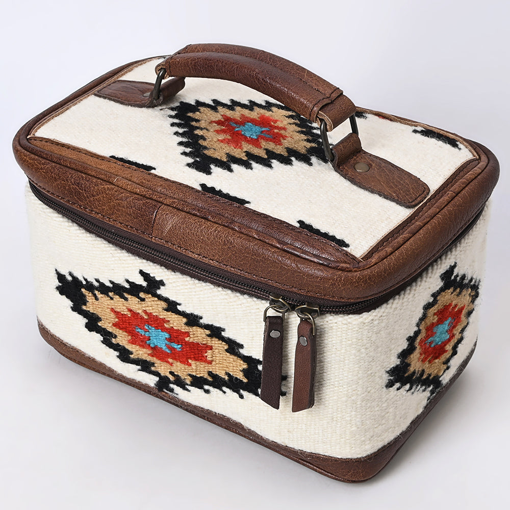 American Darling Jewelry Case Saddle Blanket Fabric Genuine Leather Western Women Bag | Organizer Box for Travel