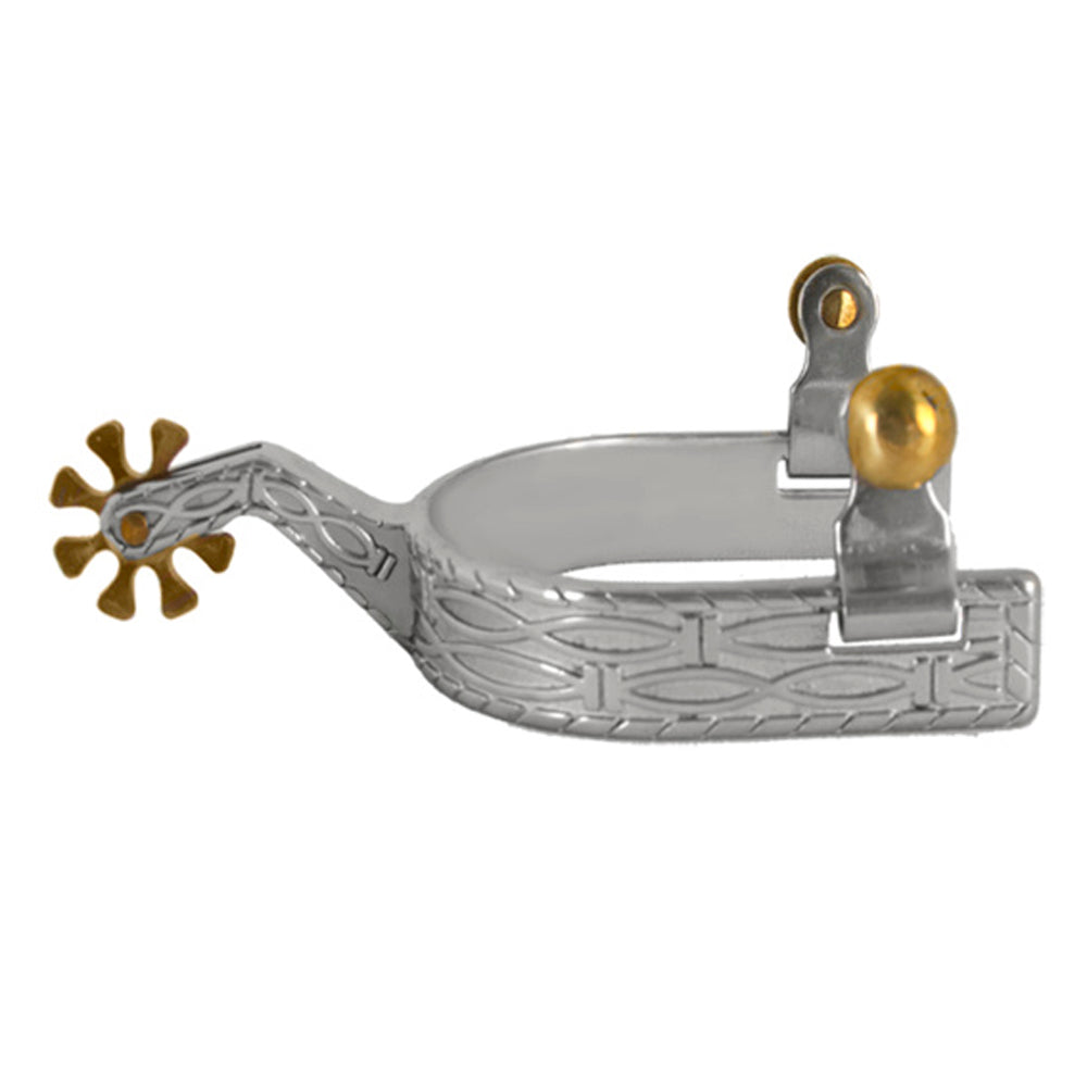 Hilason Western Horse Riding Man Hand Gorgeous Design Roping Stainless Steel Solid Brass Rowel Spur