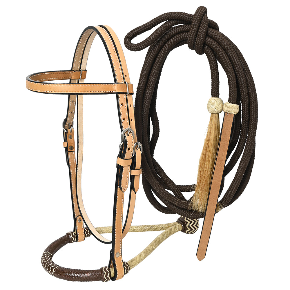 HILASON Western Horse Beautiful Noseband Tack American Leather Rein with Bosal Set | Reins