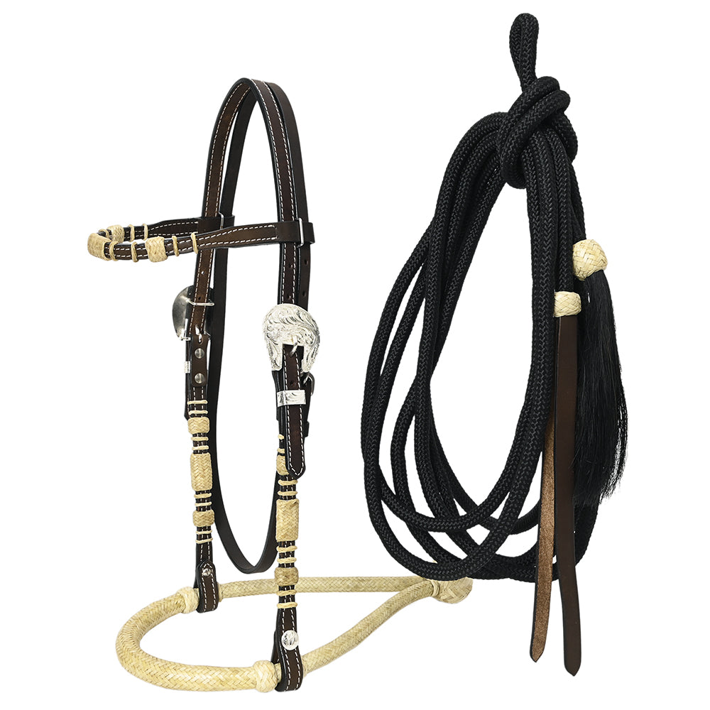 HILASON Western Horse Beautiful Noseband Tack American Leather Rein with Bosal Set | Reins
