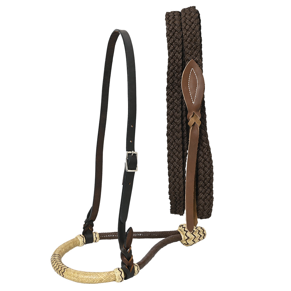 HILASON Western Horse Beautiful Noseband Tack American Leather Rein with Bosal Set | Reins