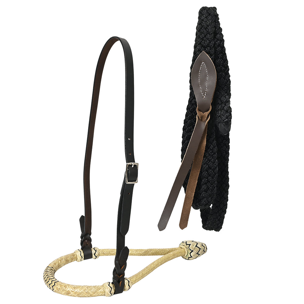 HILASON Western Horse Beautiful Noseband Tack American Leather Rein with Bosal Set | Reins