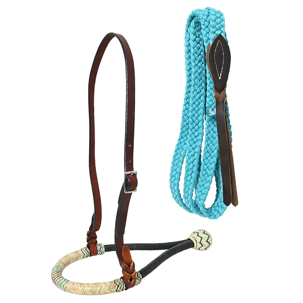 HILASON Western Horse Beautiful Noseband Tack American Leather Rein with Bosal Set | Reins