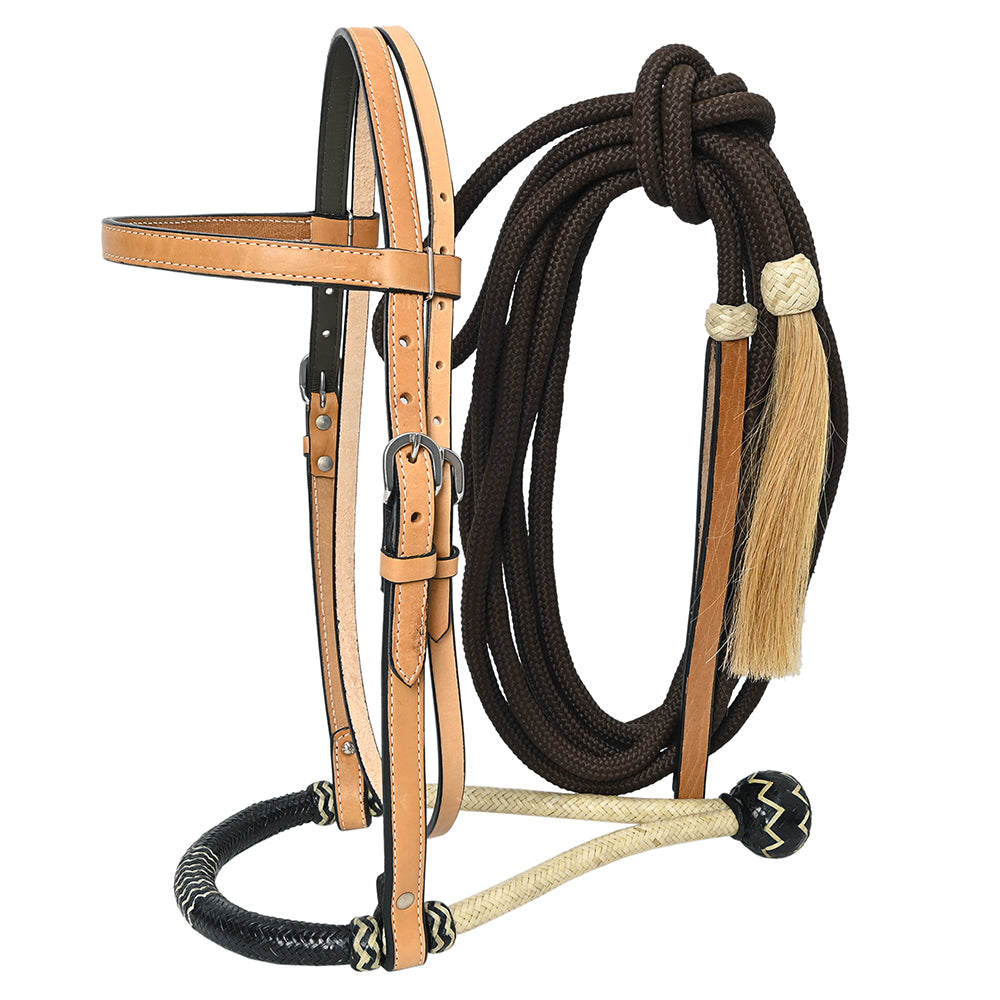 HILASON Western Horse Beautiful Noseband Tack American Leather Rein with Bosal Set | Reins