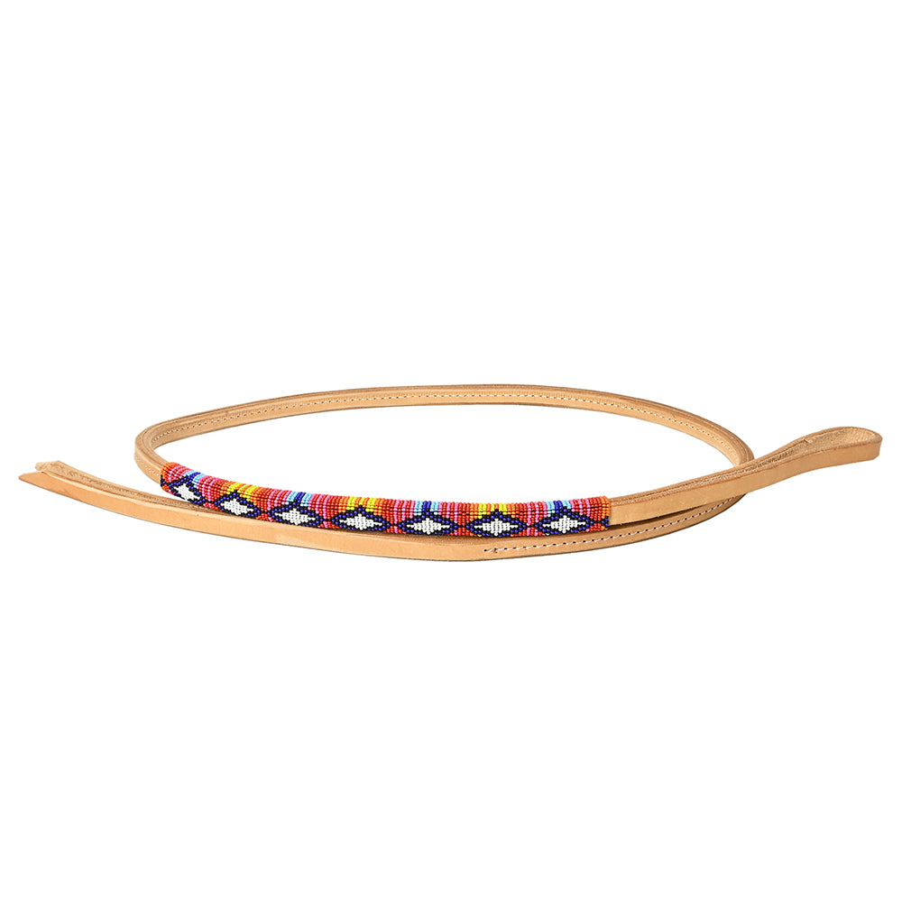 HILASON Western Horse Beautiful Beaded Overlay American Leather Whip | Equestrian Whips Riding Rope Tan Color (5 Ft)