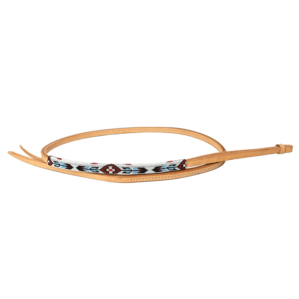 HILASON Western Horse Beautiful Beaded Overlay American Leather Whip | Equestrian Whips Riding Rope Tan Color (5 Ft)