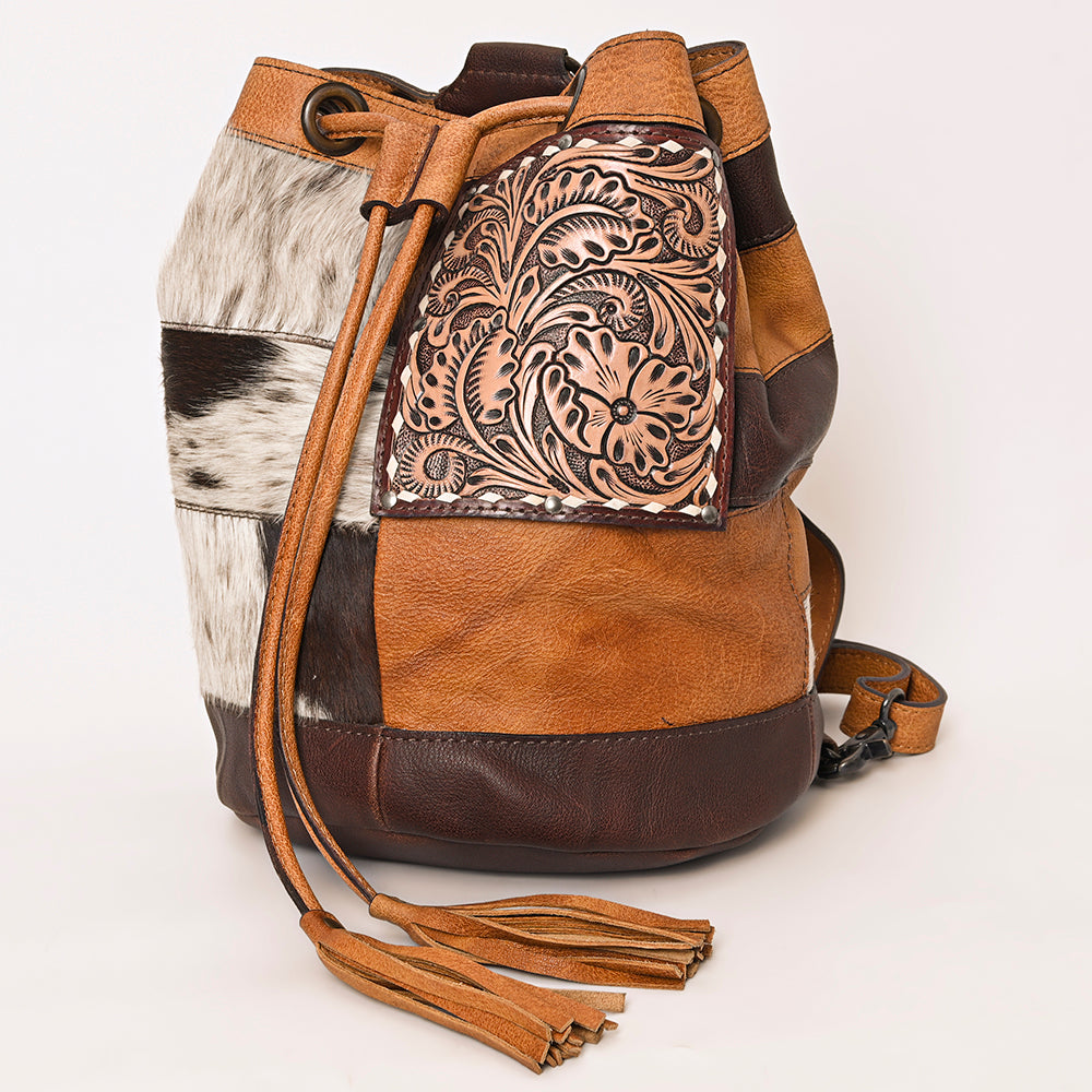 American Darling Bucket Hand Tooled Hair On Genuine Leather Women Western Handbag | Bag Travel