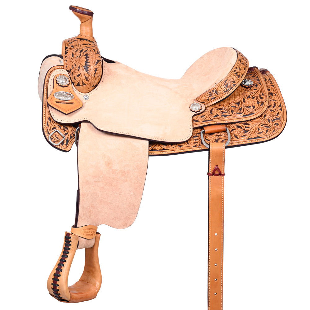 HILASON Western Horse roping Trail pleasure American Leather Saddle Tan