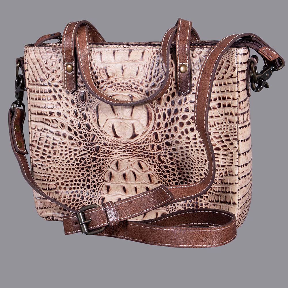 American Darling Western Crocodile Embossed Women Genuine Leather Handbag Purse Bag