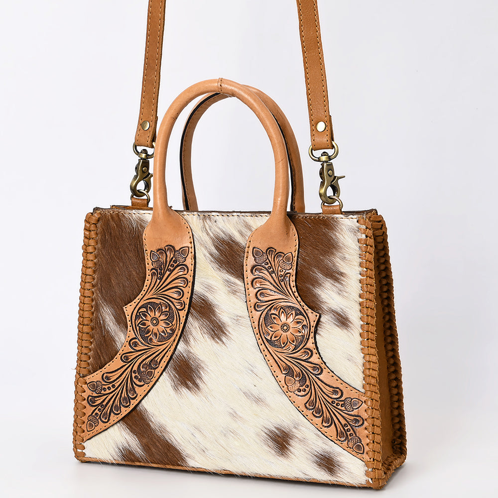 American Darling Tote Hand Tooled Hair On Genuine Leather Women Bag Western Handbag Purse