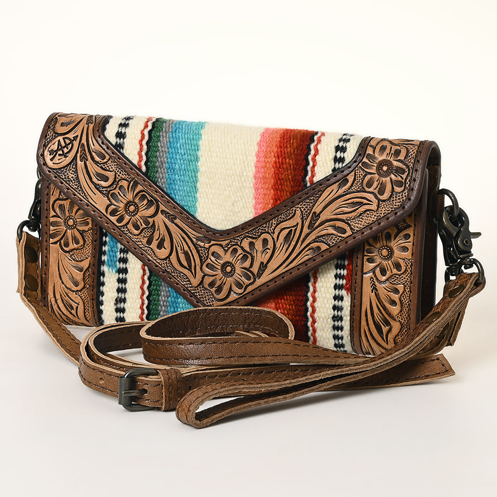 American Darling Envelope Saddle Blanket Hand Tooled Genuine Leather Western Women Bag Handbag Purse | for Cute