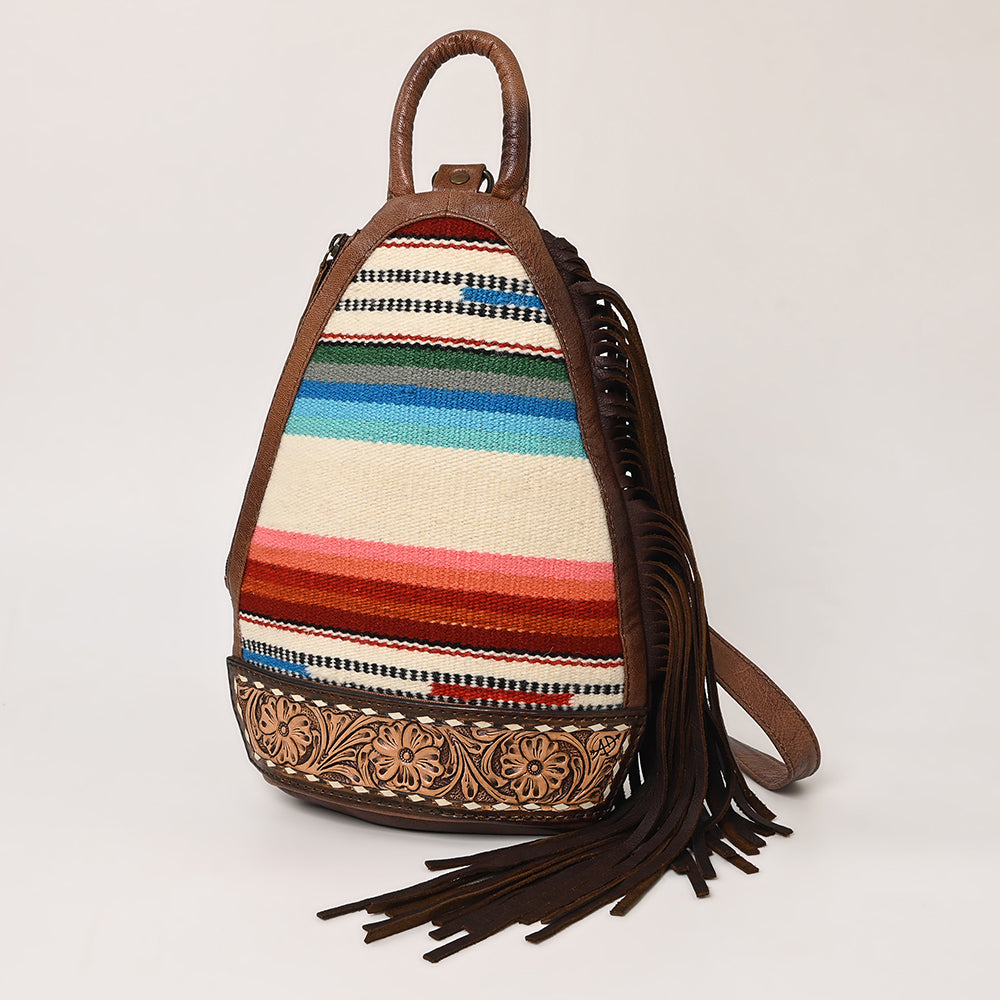 American darling Western Leather Sling Bag with Fringes, Hair-On Cowhide & Saddle Blanket  – Handcrafted, Stylish & Durable, Perfect for Everyday Use