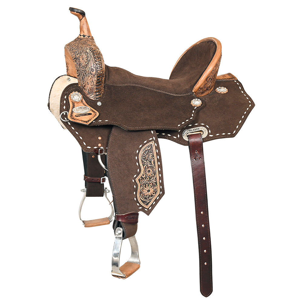 HILASON Flex Tree Western Horse Stud Trail Barrel American Leather Saddle Black | for Horses