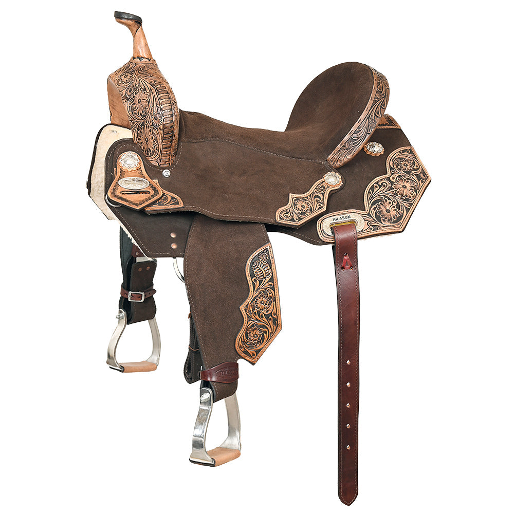 Hilason Flex Tree Western Horse Floral Trail Barrel American Leather Saddle Brown