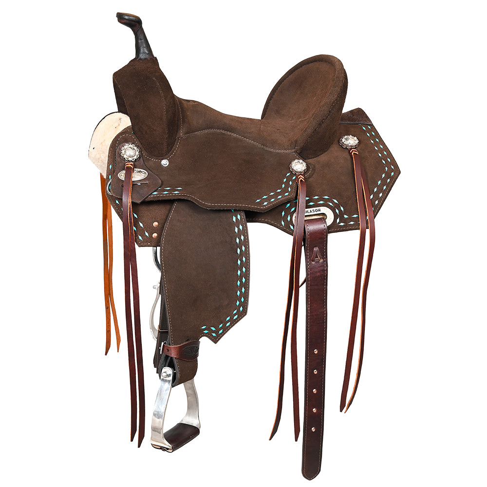 HILASON Flex Tree Western Horse Buckstitch Trail Barrel American Leather Saddle Brown | for Horses