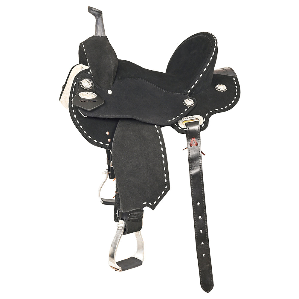 15 In Hilason Flex Tree Western Horse Buckstitch Trail Barrel American Leather Saddle Black