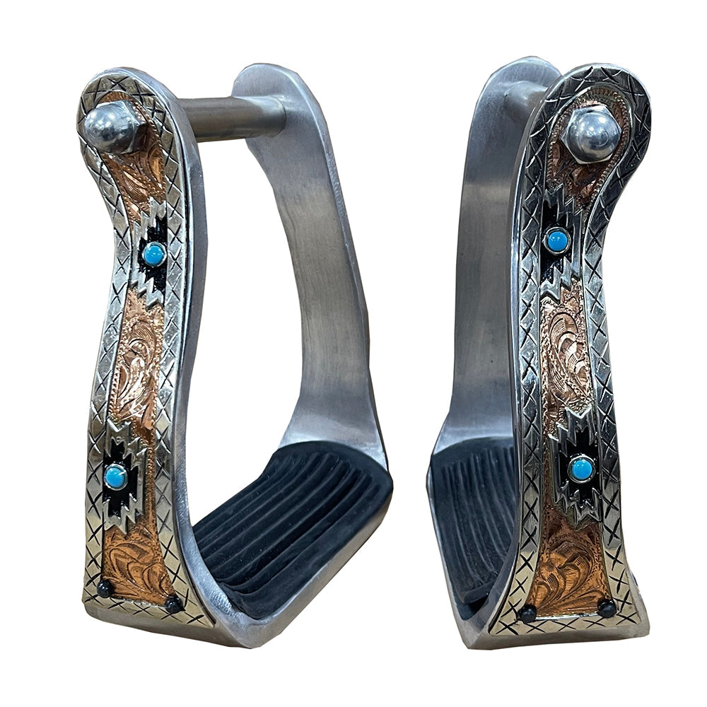 HILASON Horse Western Tack Saddle Stainless Engraved Metal Barrel Racing Show Stirrups| Stirrups | Steel