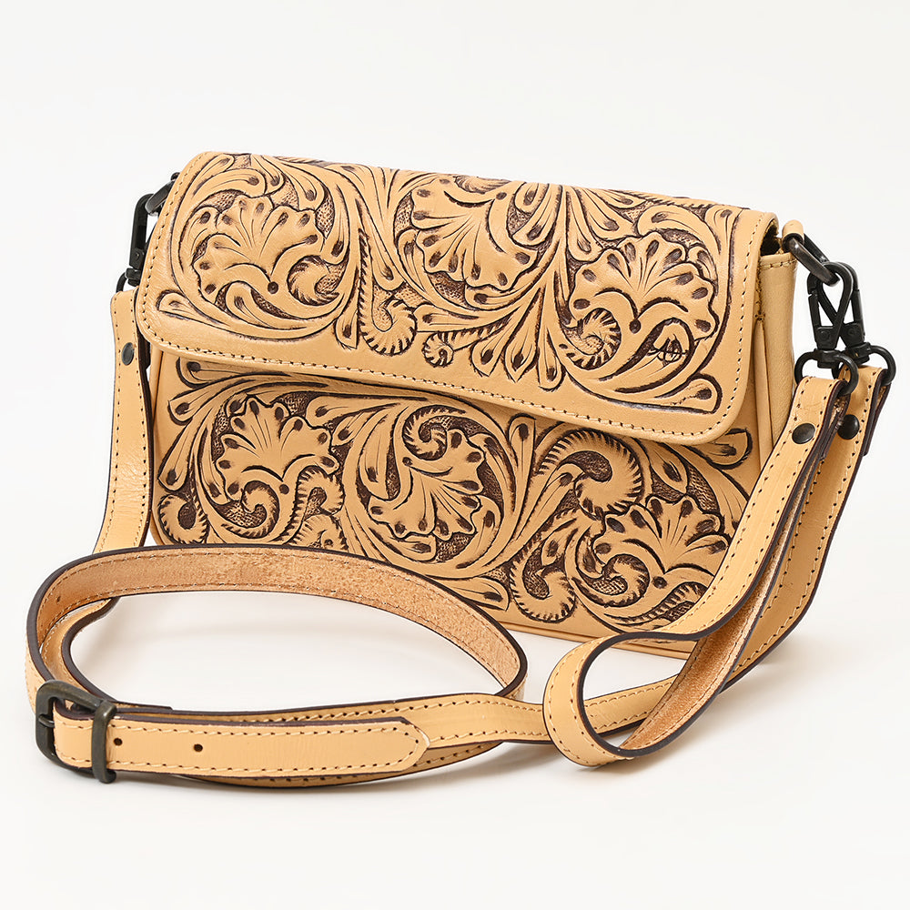 American Darling Cross Body Hand Tooled Genuine Leather Western Women Bag | Antique Tan Handbag Purse Crossbody for Cute