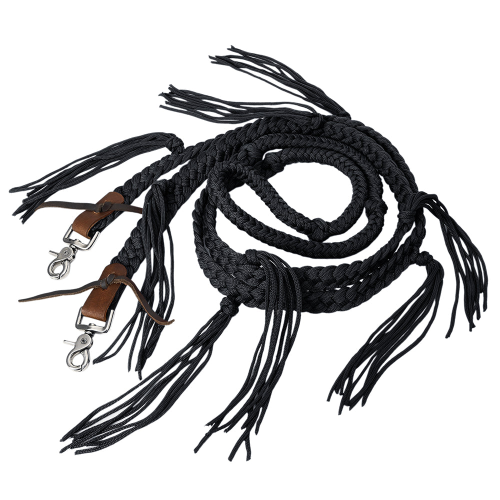 HILASON Western Horse Nylon Rope with Fringes Snap Red | Ropes for Horses Leather (8 Ft)