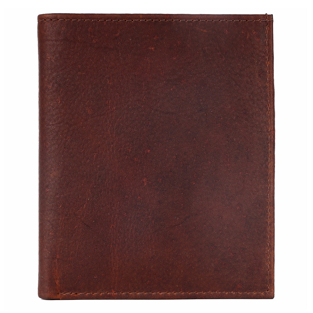 BAR H EQUINE Hand Carved Unisex Bifold Wallet Genuine Hair-On Leather