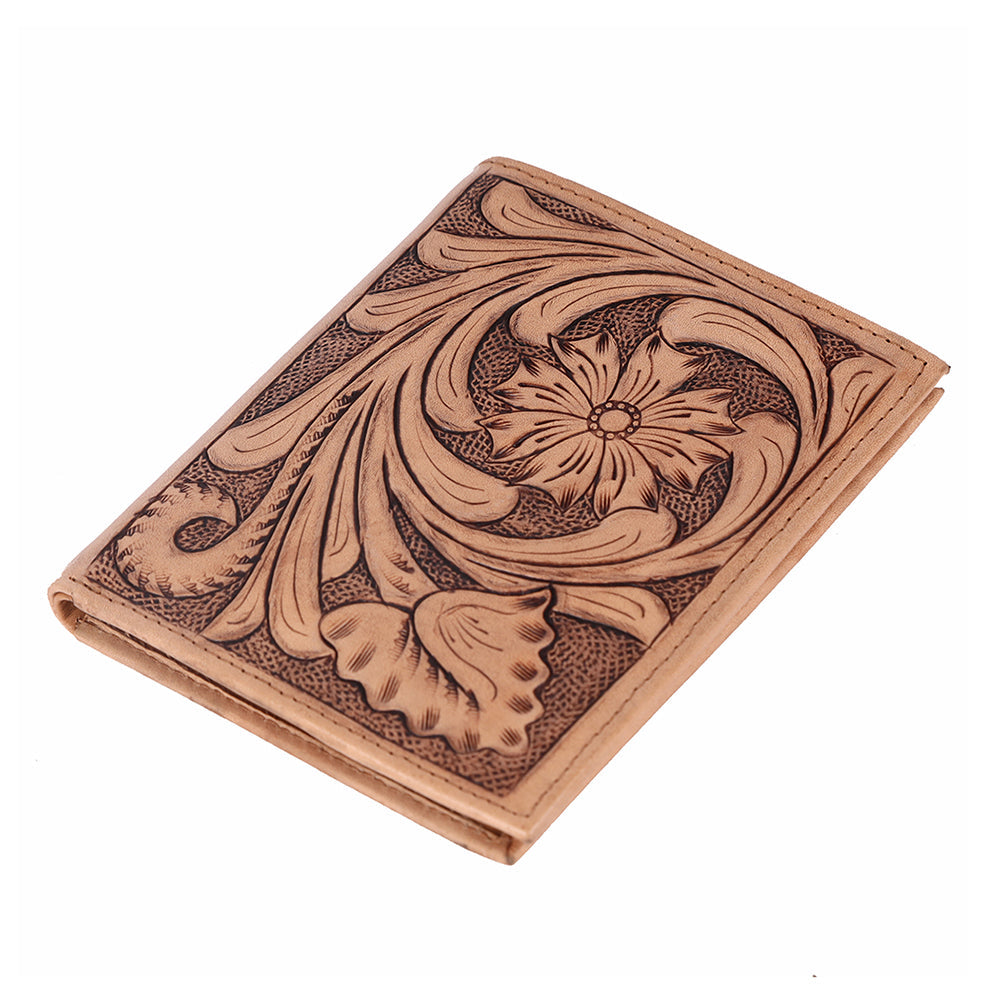 BAR H EQUINE Hand Carved Unisex Bifold Wallet Genuine Hair-On Leather