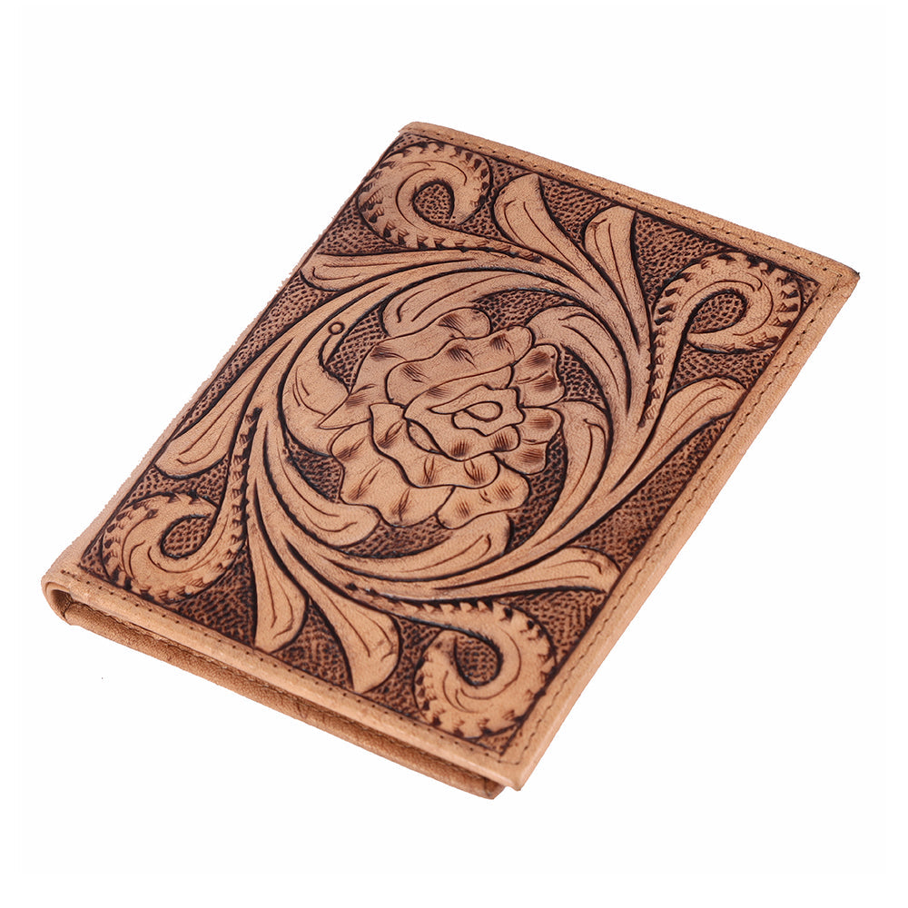 BAR H EQUINE Hand Carved Unisex Bifold Wallet Genuine Hair-On Leather