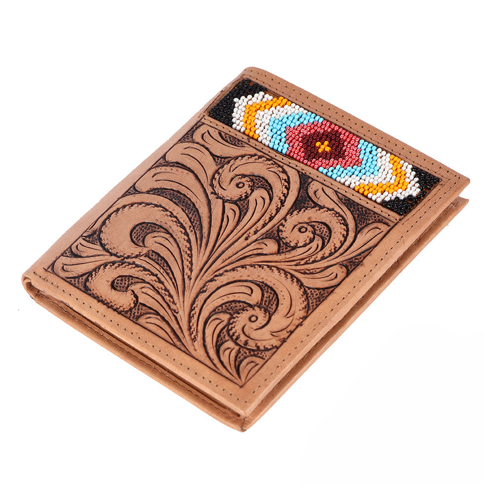 BAR H EQUINE Hand Carved Unisex Bifold Wallet Genuine Hair-On Leather