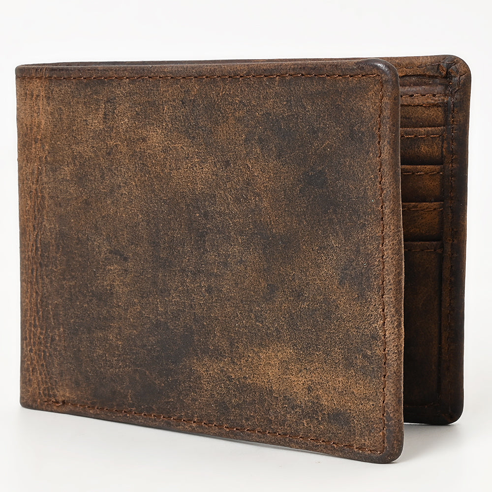 BAR H EQUINE American Western Bifold Men Genuine Leather Wallet Brown