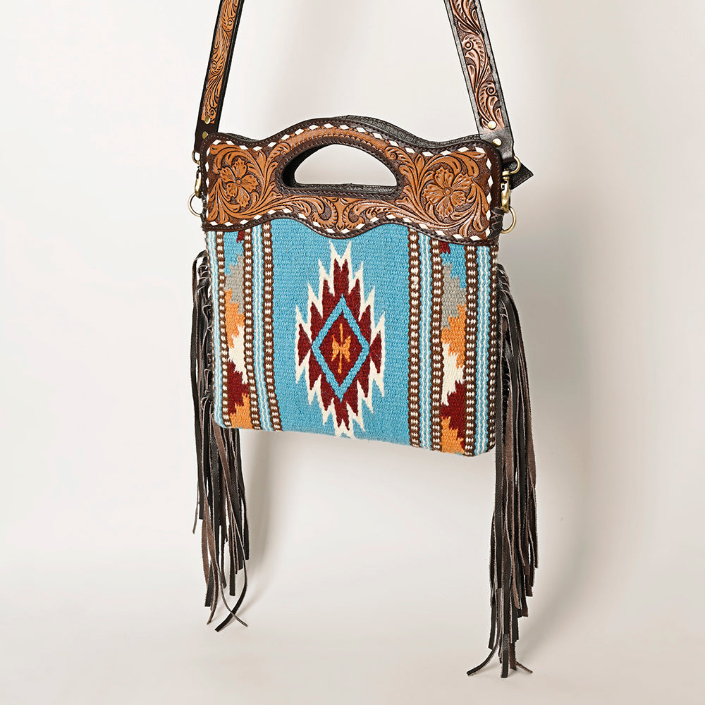 OHLAY HOBO Hand Tooled Upcycled Wool Genuine Leather women bag western handbag purse