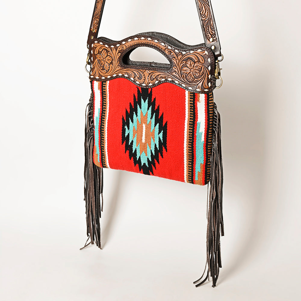 OHLAY HOBO Hand Tooled Upcycled Wool Genuine Leather women bag western handbag purse