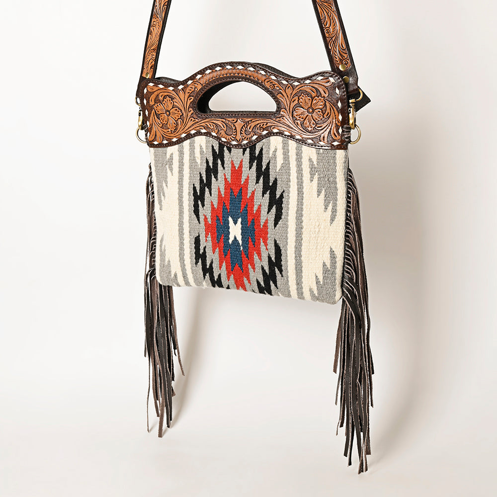 OHLAY HOBO Hand Tooled Upcycled Wool Genuine Leather women bag western handbag purse