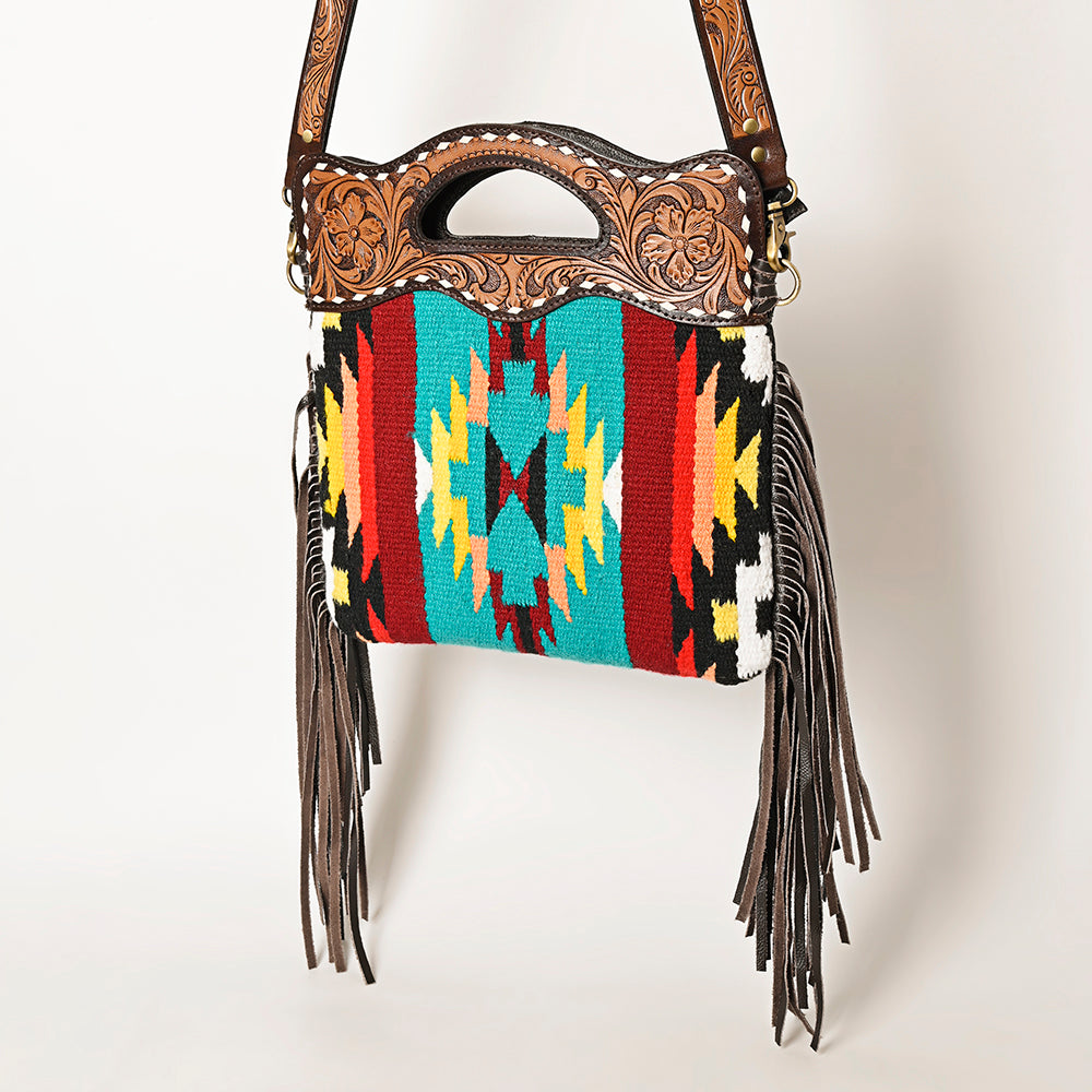 OHLAY HOBO Hand Tooled Upcycled Wool Genuine Leather women bag western handbag purse