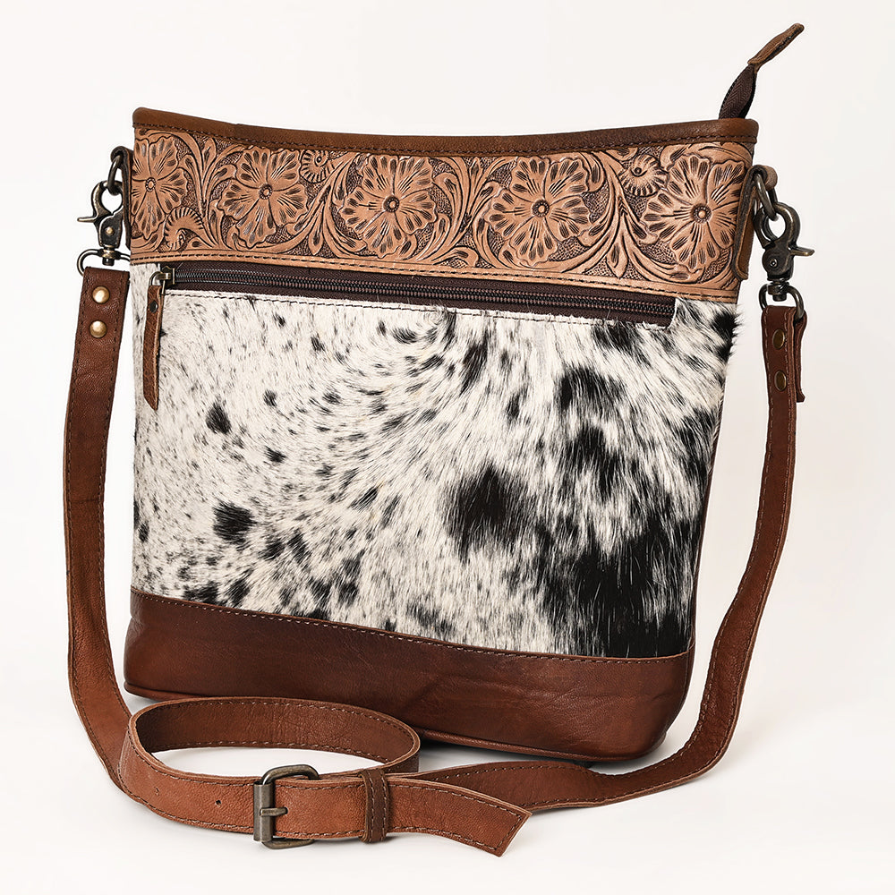 OHLAY Large Crossbody Hand Tooled Hair-On Genuine Leather Women Bag Western Handbag Purse | Womens Handbags Belt for Summer