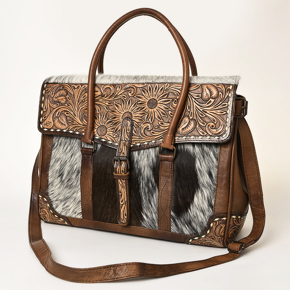 American Darling Women's Cross Body Bag Western Hand Tooled Hair On Genuine Leather Handbag and Ladies Purse