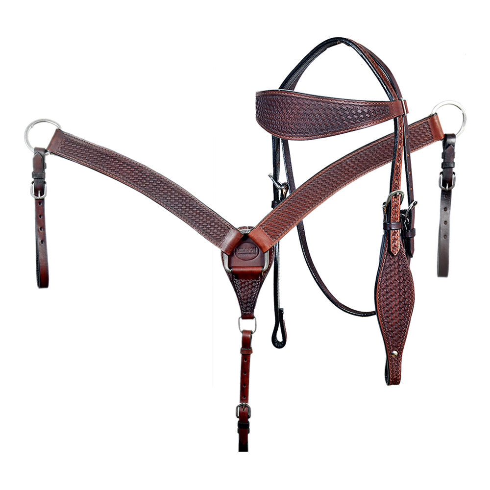 HILASON Western Horse Headstall Breast Collar Set Tack Genuine American Leather