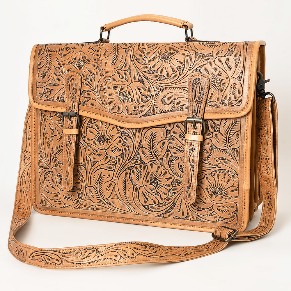 American Darling Women's Briefcase Bag Western Hand Tooled Genuine Leather Handbag and Ladies Purse