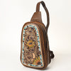 American Darling Hand-Tooled Leather Sling Bag – Genuine Leather Floral Carved Western Crossbody | 13in (H) X 8in (W) X 3in (D)